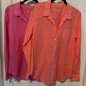 Lilly Pulitzer button shirts 100% cotton lightweight medium orange pink
